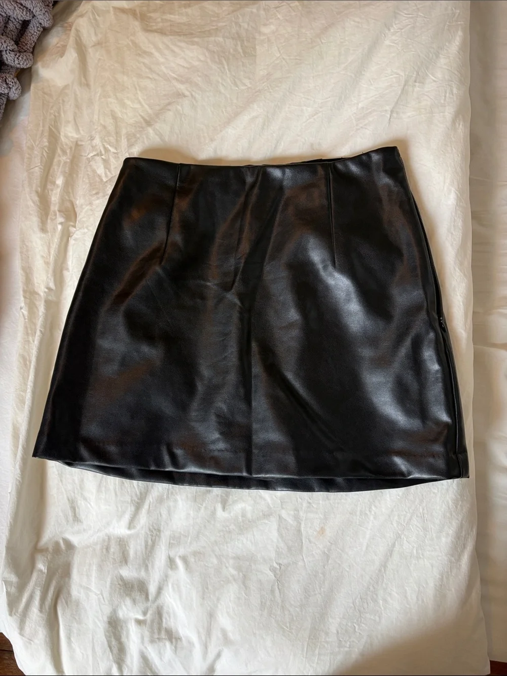 A&F Black Vegan Leather Mini Skort